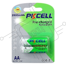 Никель-металлогидридный аккумулятор PKCELL NI-MH RTU AA2600-2B тип - AA 2 шт в блистере