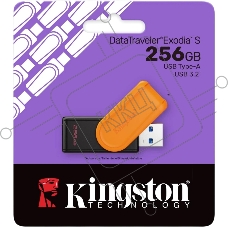 Флешка USB Kingston DataTraveler Exodia S (DTXS/256Gb), 256Gb, USB 3.2 Gen 1, R/W 70/25, оранжевый/черный