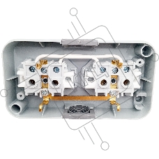 Розетка Bylectrica Роз. 2-местн. ОУ с земл. IP54 серия ПРАЛЕСКА АКВА, серый (РА16-303 (03))