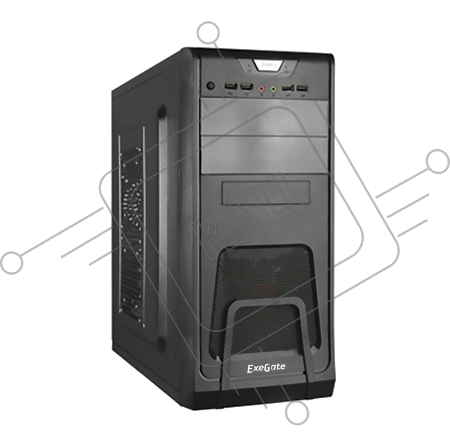 Корпус Miditower Exegate CP-603 Black, ATX, <CP400W, 80mm>, 2*USB+2*USB3.0, Audio