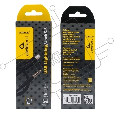 Кабель-переходник USB Cablexpert CCAB-AP35M-1M-B, Lightning/Jack3.5, Mobile, 1м, черн, коробка