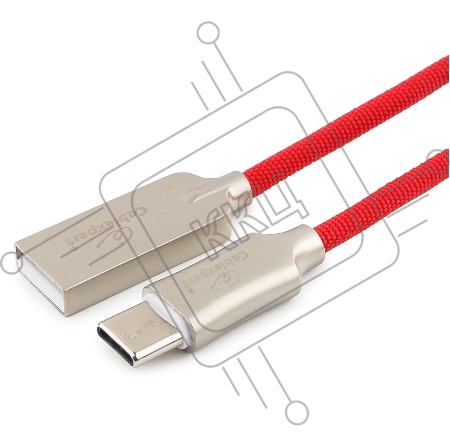 Кабель USB 2.0 Cablexpert CC-P-USBC02R-1M, AM/Type-C, серия Platinum, длина 1м, красный, блистер