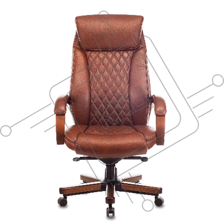Кресло руководителя Бюрократ T-9924WALNUT светло-коричневый Leather Eichel кожа с подголов. крестовина металл/дерево