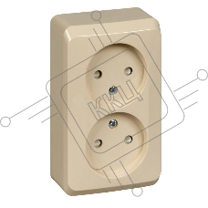 Розетка 2-м ОП Этюд 16А IP20 защ. шторки без заземл. крем. SchE PA16-006K