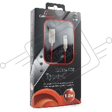 Кабель USB 2.0 Cablexpert CC-P-USBC02R-1.8M, AM/Type-C, серия Platinum, длина 1.8м, красный, блистер