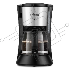Кофеварка капельная Ufesa CG7125 Capriccio 12 DelUX черный/серебристый, исп. кофе - молотый, 1.2 л, 680 Вт.
