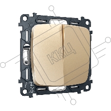 Комплект механизма 2-клавишного перекрестного выключателя 10A-250V OMEGA Шампань QUANT (OP6030, VM125) MO603030