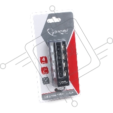 Концентратор USB 2.0 Gembird UHB-243-AD с подсветкой и выключателем, 4 порта, блистер