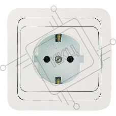 Розетка 1-м СП Mimoza 16А IP20 с заземл. бел./бел. Makel 12028