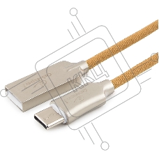 Кабель USB 2.0 Cablexpert CC-P-USBC02Gd-1M, AM/Type-C, серия Platinum, длина 1м, золотой, блистер