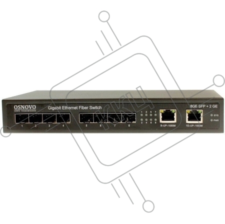 Гигабитный коммутатор OSNOVO SW-7028, 8 *SFP 1000Base-FX, 2 x10/100/1000Base-T