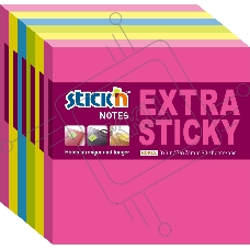 Блок самоклеящийся бумажный Stick`n Extra Sticky 21679 76x76мм 90лист. 70г/м2 неон ассорти (упак.:6шт)