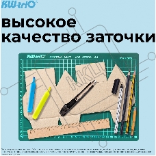 Нож канцелярский Kw-Trio 03563blck, ширина лезвия 9 мм, усиленный 2 сменных лезвия, металл, черный, блистер
