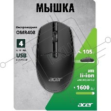 Мышь беспроводная Acer OMR408 черный оптическая 1600dpi беспров. для ноутбука 4but (ZL.MCEEE.02Z)