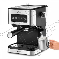 Кофеварка рожковая Ufesa MONZA черный/серебристый, исп. кофе - молотый, 1.5 л, 1050 Вт, 20 Бар.