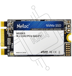 Накопитель SSD M.2 2242 Netac 1.0Tb N930ES Series <NT01N930ES-001T-E2X> Retail (PCI-E 3.1 x2, up to 1650/1500MBs, 3D TLC, NVMe 1.3, 22х42mm)