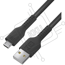 Кабель 0.5m MicroUSB, черный, черный ПВХ