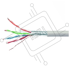 Кабель Cablexpert Россия FPC-6057-4-CU/100, FTP indoor 4x2x0.57, медный, кат.6, однож., 100м, box, серый