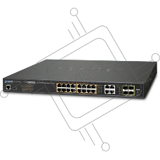 Коммутатор PLANET GS-4210-16P4C IPv6/IPv4, 16-Port Managed 802.3at POE+ Gigabit Ethernet Switch + 4-Port Gigabit Combo TP/SFP (220W)