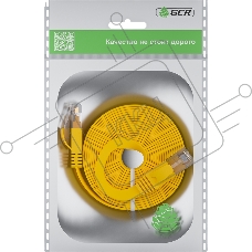 Патч-корд GCR  PROF плоский прямой 1.5m, UTP медь кат.6, желтый, 30 AWG, ethernet high speed 10 Гбит/с, RJ45, T568B, GCR-52824