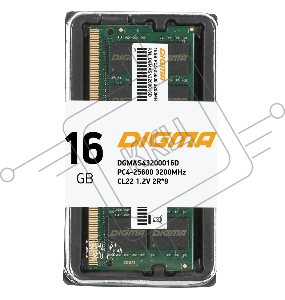 Оперативная память Digma DDR4 16Gb 3200MHz DGMAS43200016D RTL PC4-25600 CL22 SO-DIMM 260-pin 1.2В dual rank Ret