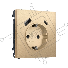 Комплект механизма электрической розетки SIGMA Золото Мягкое касание 2USB A+C 20W (быст. зар.) с/з с/ш 16A-250V QUANT PRO (SP8900, PR160)
