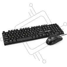Комплект ExeGate Professional Standard Combo MK110 (клавиатура влагозащищенная 104кл. + мышь оптическая 1000dpi, 3 кнопки и колесо прокрутки, длина кабелей 1,5м; USB, черный, Color Box)