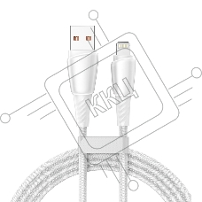 Кабель USB-A – Lightning для Apple, 2,4А, 1м, в белой нейлоновой оплетке Rexant