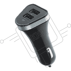 Автомобильное зарядное устройство QUMO 3A, 2 USB, 1A+2A черный, кабель Micro USB в комплекте