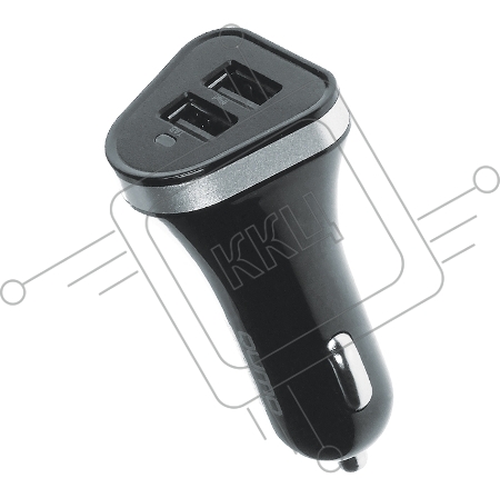Автомобильное зарядное устройство QUMO 3A, 2 USB, 1A+2A черный, кабель Micro USB в комплекте