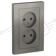 Розетка 2-м СП AtlasDesign 16А IP20 без заземл. в сборе сталь SchE ATN000920