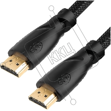 Кабель Greenconnect 3.0m HDMI версия 2.0, HDR 4:2:2, Ultra HD, 4K 60 fps 60Hz/5K*30Hz, 3D, AUDIO, 18.0 Гбит/с, 28/28 AWG, OD7.3mm, тройной экран, черный нейлон, GCR-HM811-3.0m