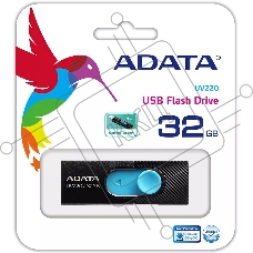 Флеш диск 32GB ADATA UV220, USB 2.0, черный/голубой
