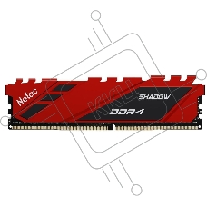 Оперативная память NETAC Shadow, DDR4, 8GB (1x8GB), 3200MHz, CL16, с радиаторами, красный