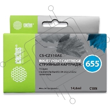 Картридж струйный Cactus CS-CZ110AE №655 голубой (14,6 мл) для HP DJ IA 3525/5525/4515/4525