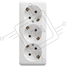 Тройная розетка Schneider Electric ЭТЮД O/У с заземлением без шторок 16А 250B, БЕЛЫЙ, Россия