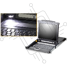 Переключатель-KVM 8-портовый IP  с ЖК-дисплеем Slideaway/ATEN SINGLE RAIL 8P PS/2-USB LCDKVMP 17INCH WIH IP