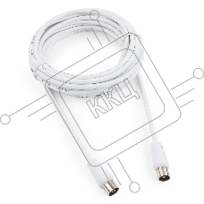 Кабель телевизионный Cablexpert, CCV-515-W-5M, Coaxial M/F, белый, 5м