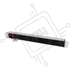 Блок розеток Rem-10 с выкл., 12 IEC 60320 C13, 10 A, алюм., 19