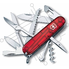 Нож перочинный Victorinox Huntsman (1.3713.T) 91мм 15функций красный полупрозначный карт.коробка