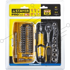 Биты и торцовые головки с трещоткой и воротком 39шт STAYER PROFI 25135-H39