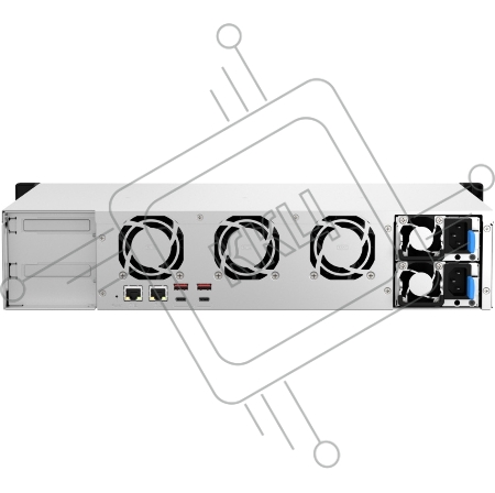 Сетевое хранилище SMB QNAP TS-873AeU-RP-4G NAS 8 HDD trays, 2x 2.5 GbE. 64-bit 4-core AMD V1500B 2,2 GHz, 4 GB. RAM (1*4 GB) up to 32GB (2*16 GB), 2 x M2 2280 (PCIe Gen3 x 1), 2xPSU W/o rail kit RAIL-B02