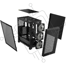 Корпус без блока питания Corsair 3000D RGB Airflow, Midi-Tower, TG, 3x120mm RGB, 2xUSB-A 3.2, E-ATX, ATX, mATX, mITX Black