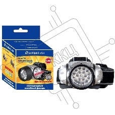 Фонарь ULTRAFLASH LED5353  налобн металлик 19led 4 реж 3xr03 пласт коробка