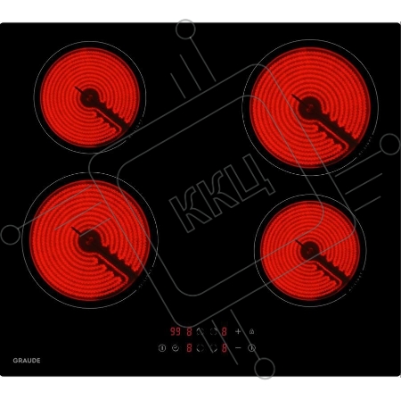 Встраиваемые электрические панели Graude Встраиваемые электрические панели Graude/ 60 см, Электрическая,  стеклокерамика, 5.1 х 59 х 52 см, 9 ступеней нагрева, Функция таймера, Индикация нагрева, Индикация красного цвета,  Автоматическое отключение, защит