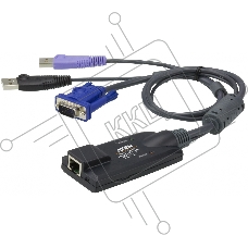 Модуль удлинителя, SVGA+KBD+MOUSE USB 2.0+AUDIO,  50 метр., для подкл. комплекта перключат. KN2124v/KN2140v/KN4124v/KN4140v, макс.разреш. 1600х1200, RJ45+HD-DB15+USB A-тип+2xMINI JACK, Female+4xMale, без Б.П.,(Virtual Media DDC2B) USB Virtual Media KVM Ad