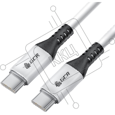 Кабель GCR 1.0m Type C-C, для MacBook 18W, белый, AL корпус белый, черный ПВХ, GCR-53122