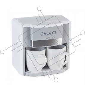 Кофеварка электрическая GALAXY LINE GL 0708, белая, капельная, 750 Вт, 0,3 л (2 чашки), многоразовый съемный фильтр, выключатель с индикатором работы, ножки, препятствующие скольжению, 2 керамические чашки в комплекте, мерная ложка