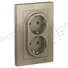 Розетка 2-м ATLAS DESIGN с заземл. 16А в сборе шампань SchE ATN000524