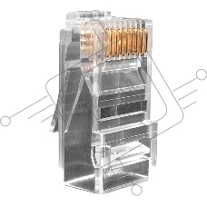Коннектор Hyperline, RJ45(8p8c), кат. 6, неэкр., для одножильного и многожильного кабеля, 100 шт, прозрачный